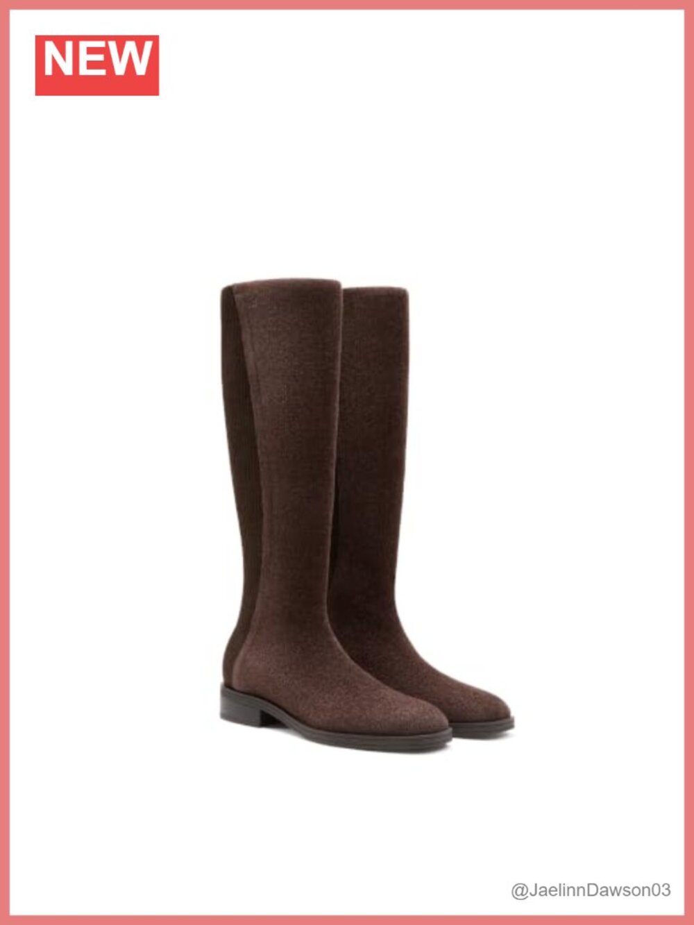 Square Toe Knee High Boots Stretch Knit Water Repellent